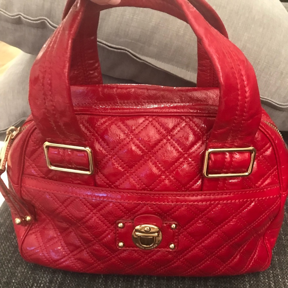 Marc Jacobs Red Patent Ursula Quilted Bowler Bag